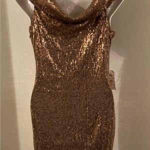 NWT Size 6,  amazingly gorgeous sequins dress in cooper gold tone.